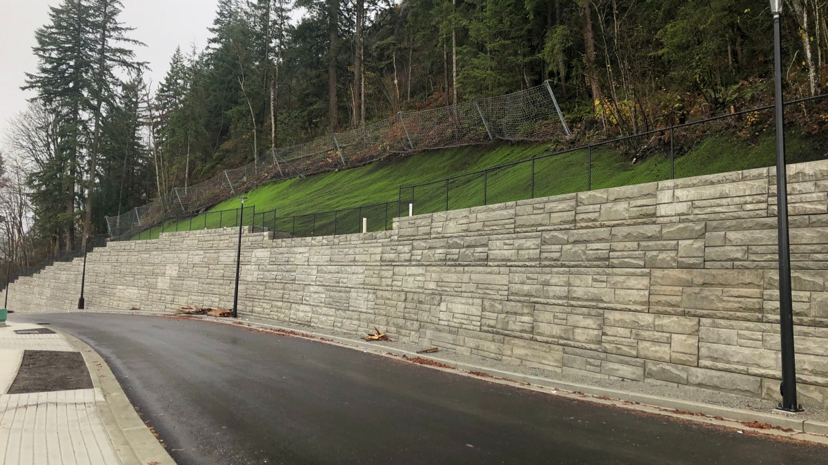 Retaining walls and rockfall protection works for residential project in Mission, BC