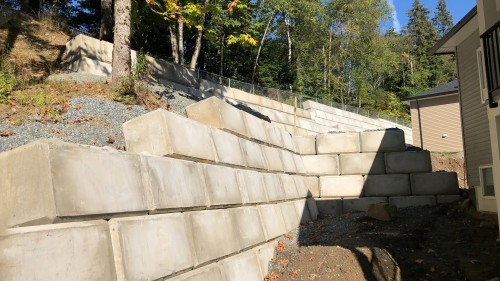 Permanent retaining block walls at residential dwelling, Chilliwack, BC